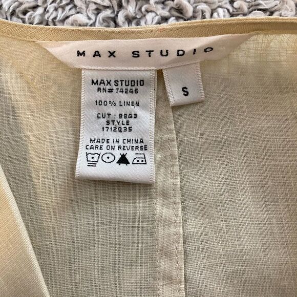 MAX STUDIO S Cream 100% linen Longline slit blazer - Picture 3 of 12